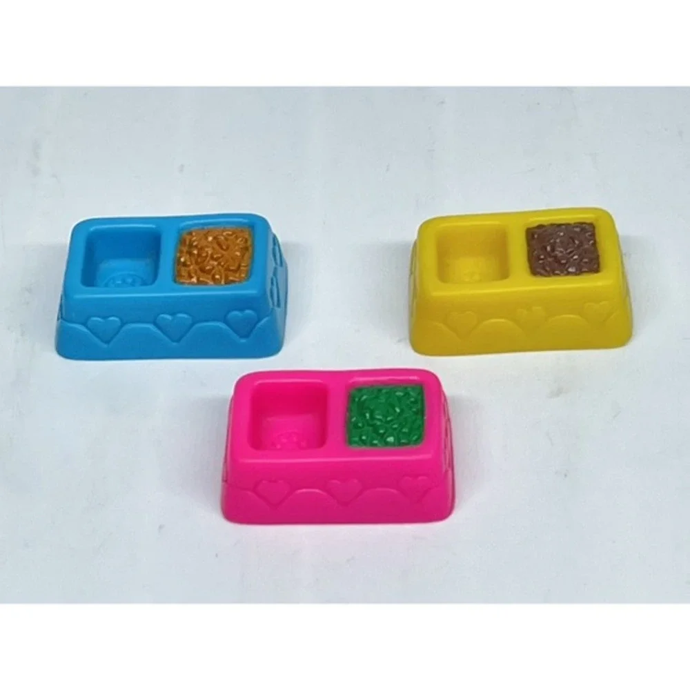 Vintage Kenner Littlest Pet Shop Pet Food Dish Replacement LOT of 3